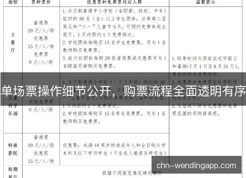 单场票操作细节公开，购票流程全面透明有序